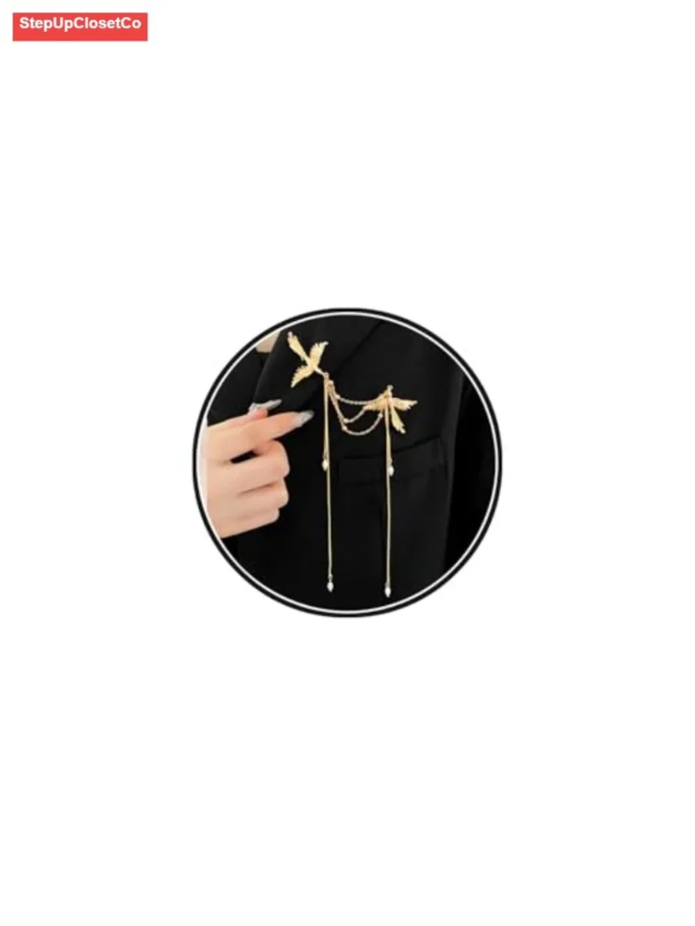 Vintage Bird Tassel Brooch Pins for Women, Statement Pearl Fringe Dress Pins,